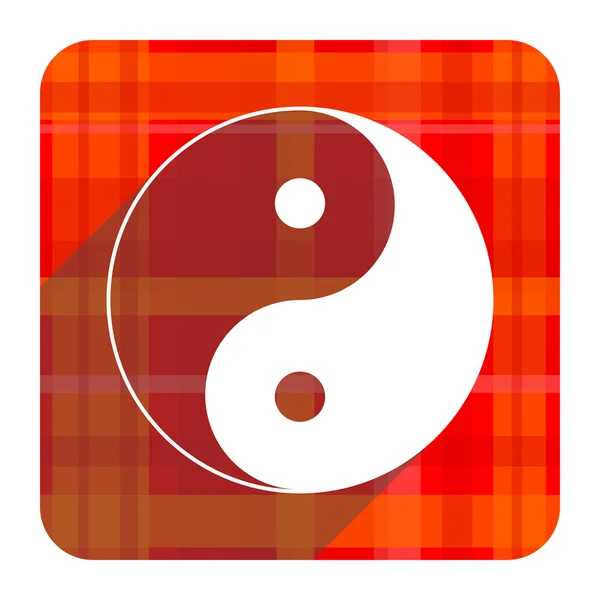 Ying yang rode platte pictogram geïsoleerd — Stockfoto