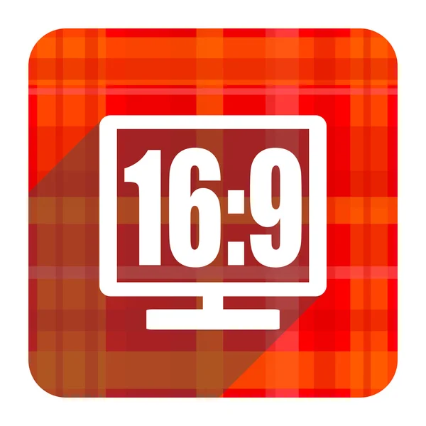16 9 display red flat icon isolated — Stock Photo, Image