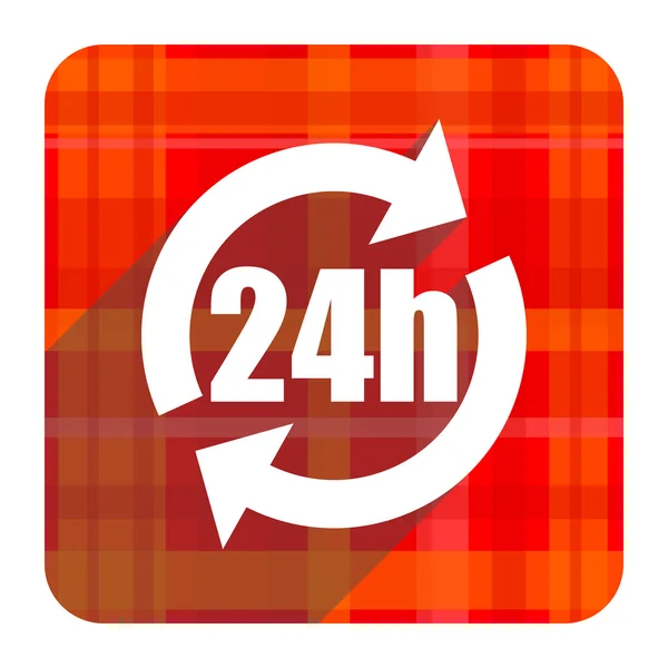 24h czerwony płaski ikona na białym tle — Zdjęcie stockowe