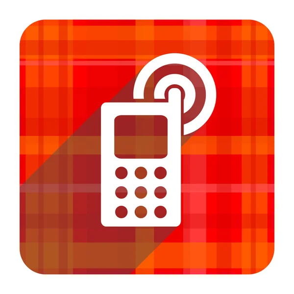빨간 전화 평면 아이콘 절연 — 스톡 사진