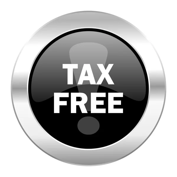Libre de impuestos círculo negro brillante icono de cromo aislado — Foto de Stock