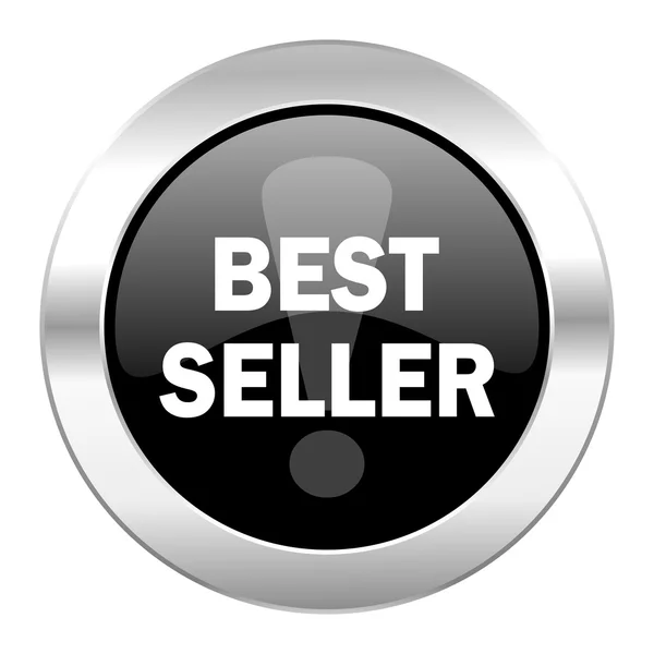 Best seller black circle glossy chrome icon isolated — Stock Photo, Image