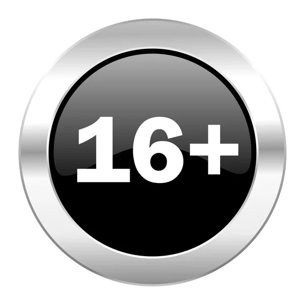 Adults black circle glossy chrome icon isolated — Stock Photo, Image