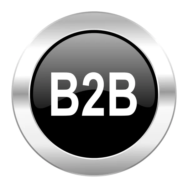 B2B černý kruh lesklý chrom ikona, samostatný — Stock fotografie