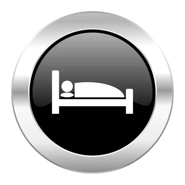 Hotel black circle glossy chrome icon isolated — Stock Photo, Image