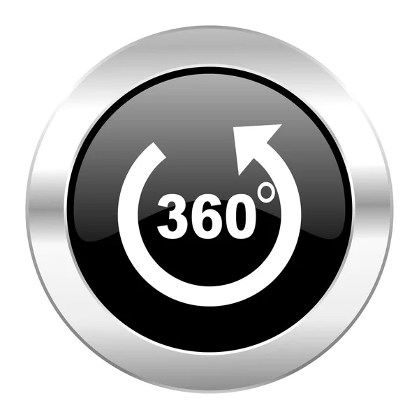 Panorama schwarzer Kreis hochglanz chrom-symbol isoliert — Stockfoto