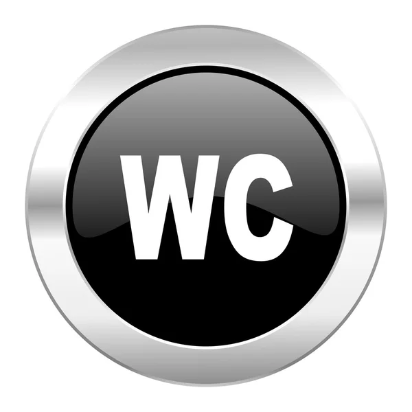 Toalett svart cirkel glansigt chrome-ikonen isolerade — Stockfoto