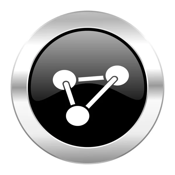 Kemi svart cirkel glansigt chrome-ikonen isolerade — Stockfoto
