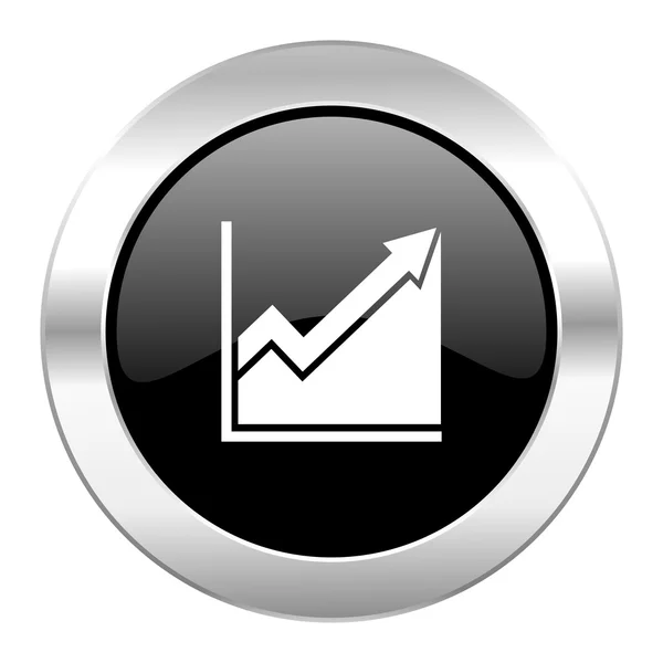 Гістограма чорного кола глянсова хромована ікона ізольована — стокове фото