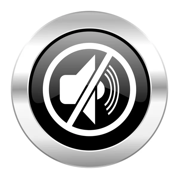 Mute black circle glossy chrome icon isolated — Stock Photo, Image