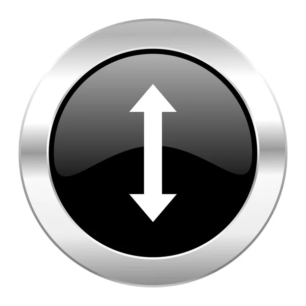 Arrow black circle glossy chrome icon isolated — Stock Photo, Image