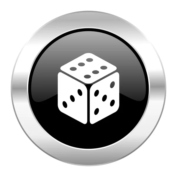 Game black circle glossy chrome icon isolated — Stock Photo, Image