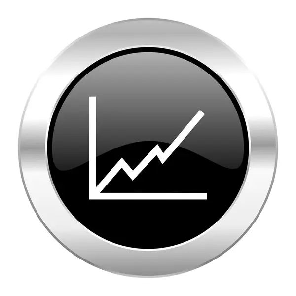 Diagramm schwarzer Kreis hochglanz Chrom-Symbol isoliert — Stockfoto