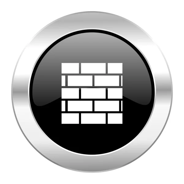 Firewall cerchio nero icona cromata lucida isolato — Foto Stock