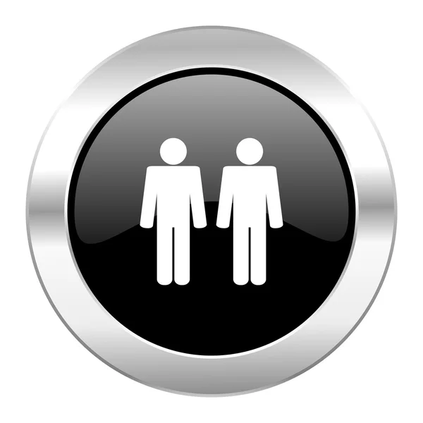 Couple black circle glossy chrome icon isolated — Stock Photo, Image