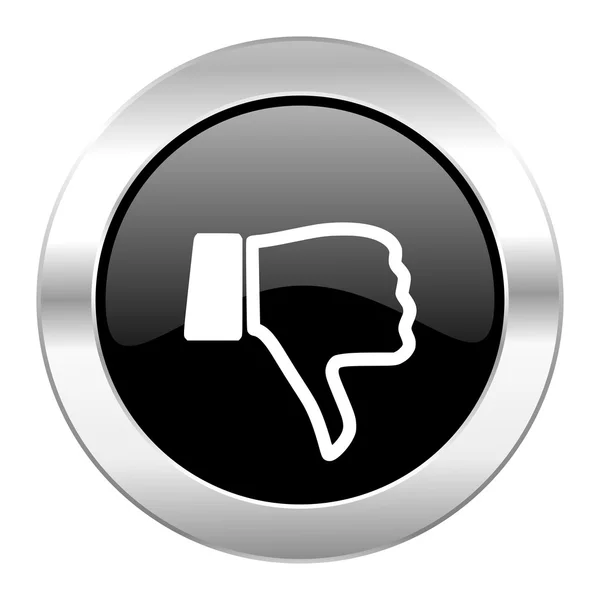 Dislike black circle glossy chrome icon isolated — Stock Photo, Image