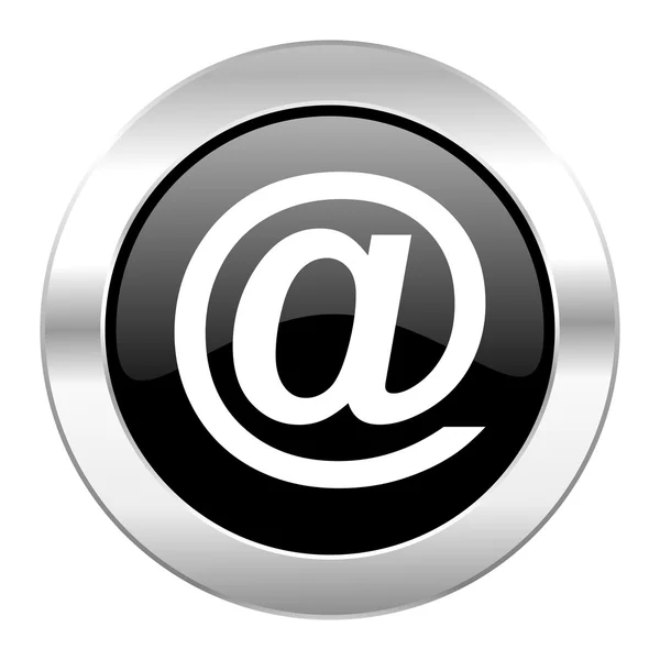 Email black circle glossy chrome icon isolated — Stock Photo, Image