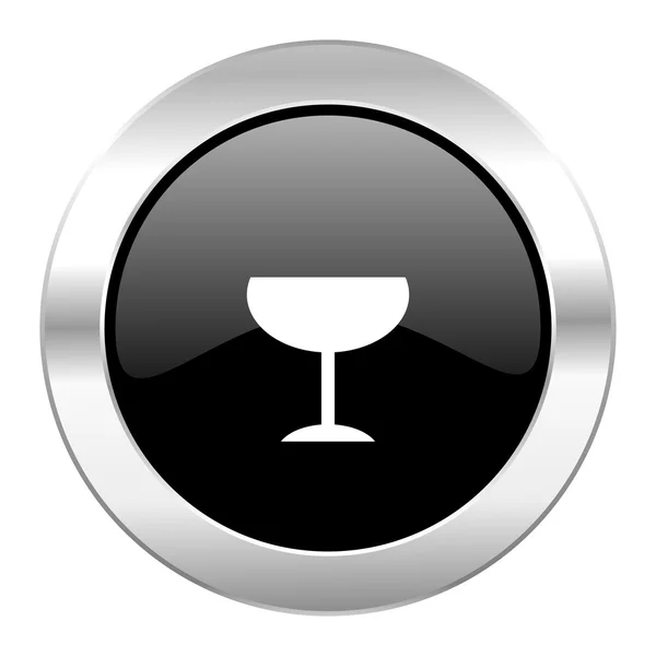 Alcohol  black circle glossy chrome icon isolated — Stock Photo, Image