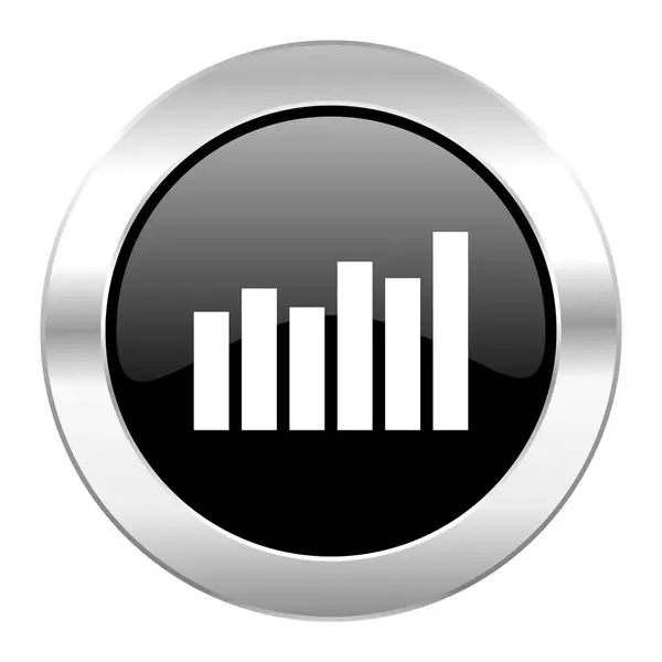 Graph black circle glossy chrome icon isolated — Stock Photo, Image