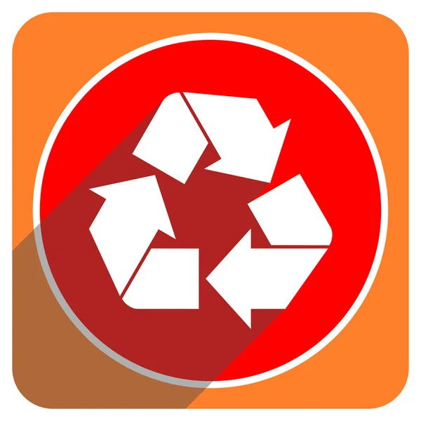 Rote flache Ikone isoliert recyceln — Stockfoto