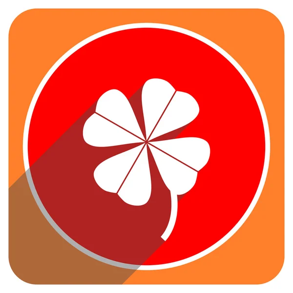 Vierblättriges Kleeblatt-rotes flaches Symbol isoliert — Stockfoto