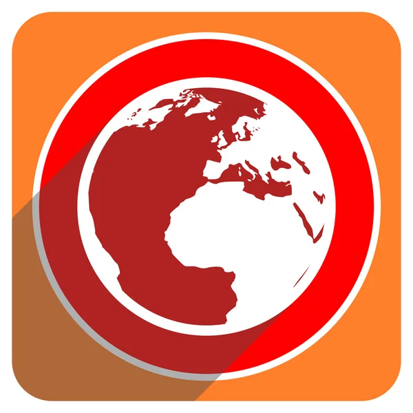 Terra ícone plano vermelho isolado — Fotografia de Stock