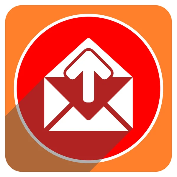E- posta kırmızı düz simgesi izole edildi — Stok fotoğraf