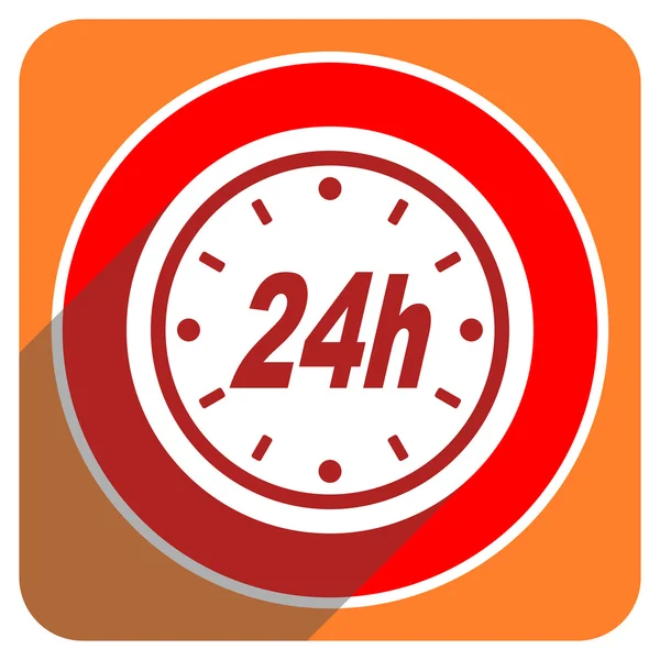 24h icono plano rojo aislado —  Fotos de Stock
