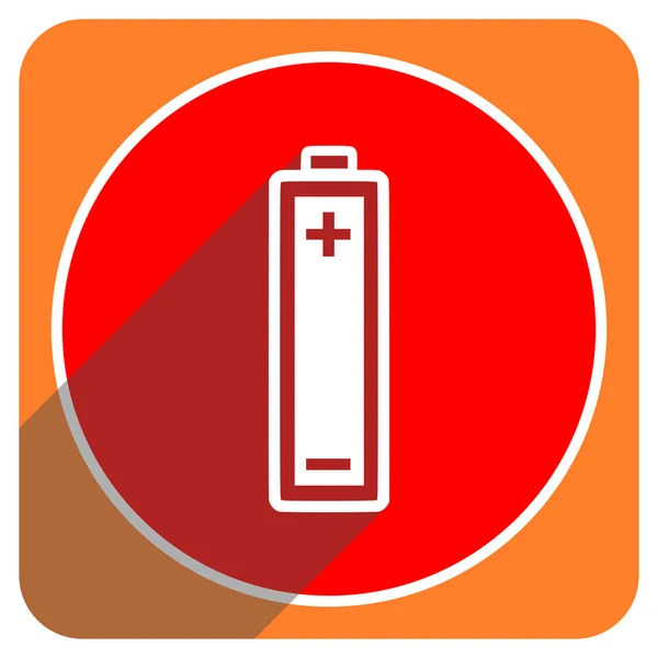 Plochý ikona baterie červená, samostatný — Stock fotografie