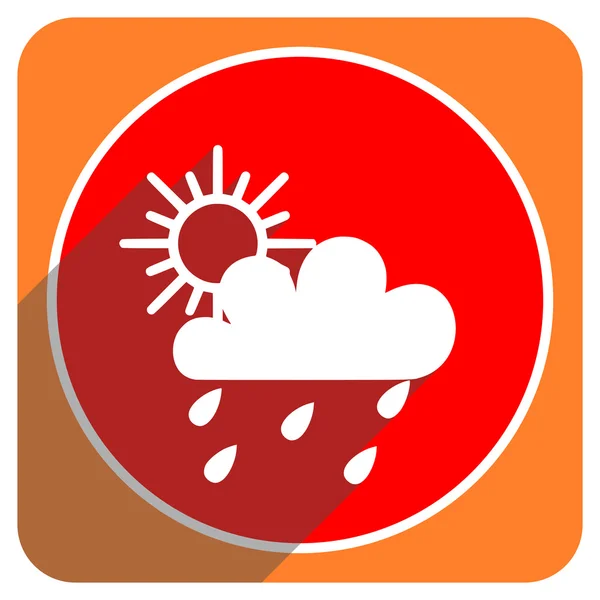 Pioggia icona piatta rossa isolato — Foto Stock