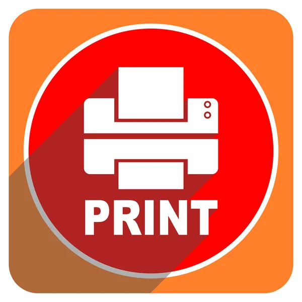 Imprimante icône plate rouge isolé — Photo