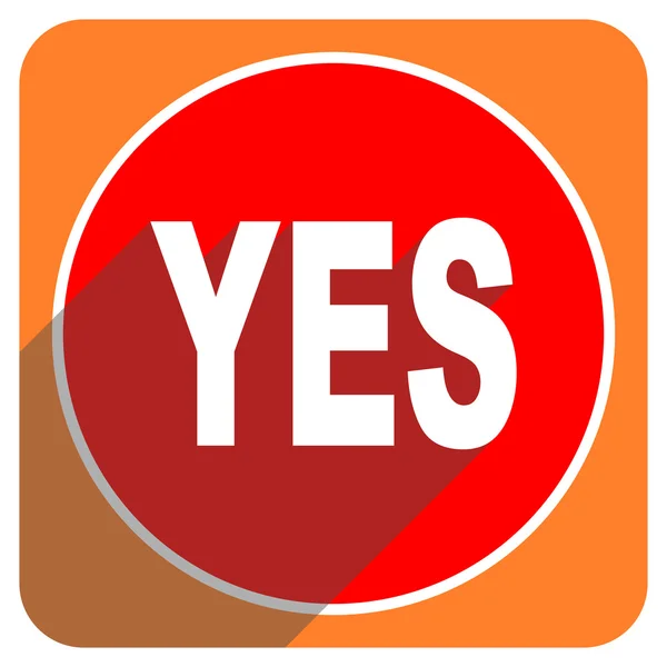 Yes red flat icon isolated — Stock Photo, Image