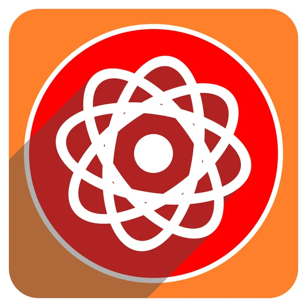 Átomo vermelho ícone plano isolado — Fotografia de Stock