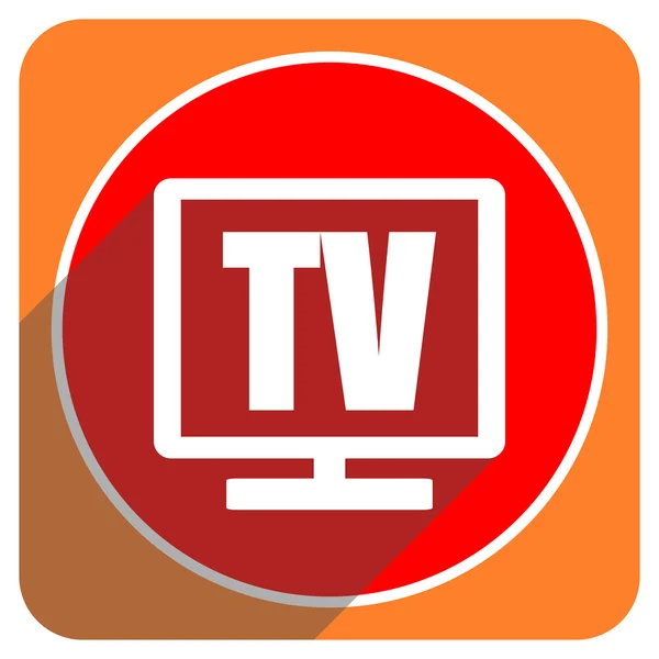 Czerwony telewizor płaski ikona na białym tle — Zdjęcie stockowe