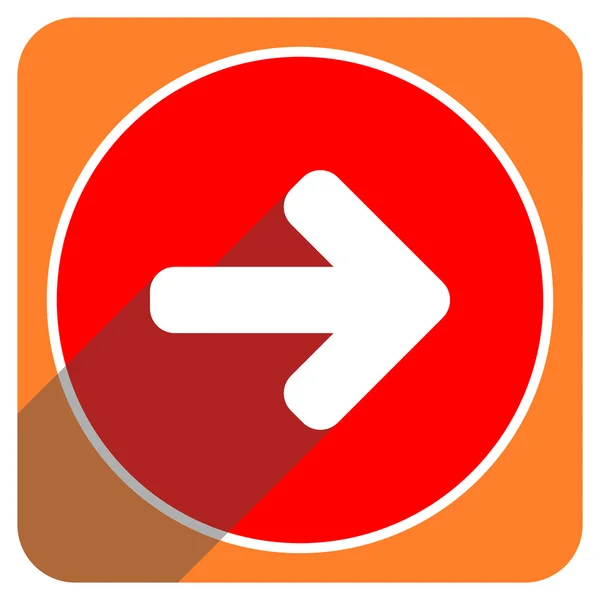 Seta direita ícone plano vermelho isolado — Fotografia de Stock
