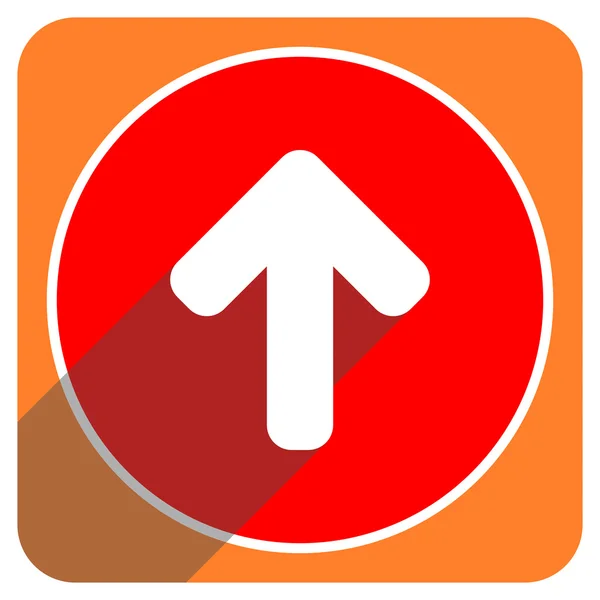 Freccia su icona piatta rossa isolata — Foto Stock