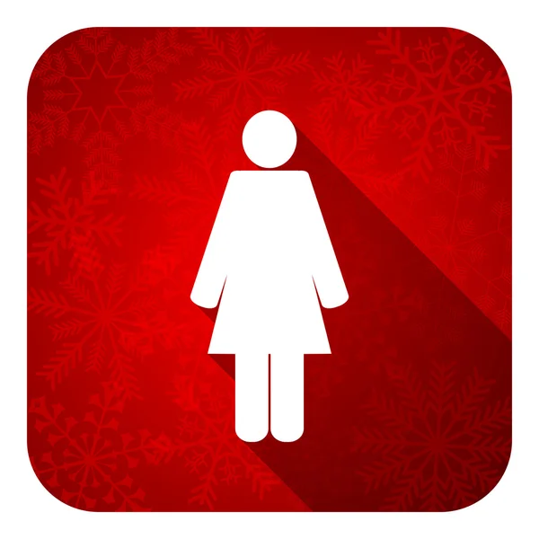 Vrouwelijke platte pictogram, knop voor Kerstmis, vrouwelijk geslacht teken — Stockfoto