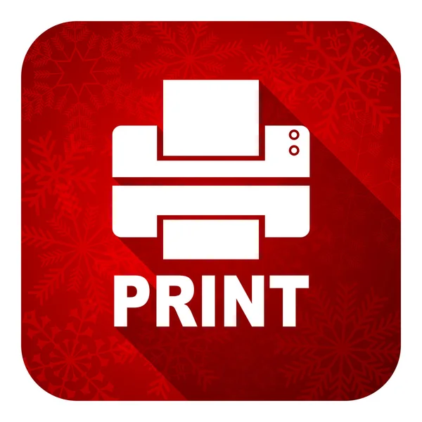 Printer flat icon, christmas button, print sign — Stock Photo, Image