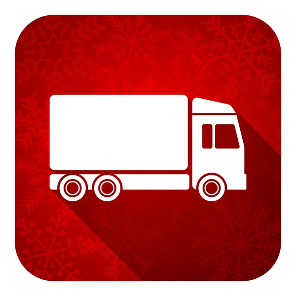 Entrega icono plano, botón de Navidad, señal de camión — Foto de Stock