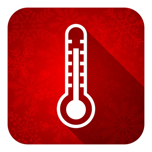 Termómetro icono plano, botón de Navidad, signo de temperatura — Foto de Stock