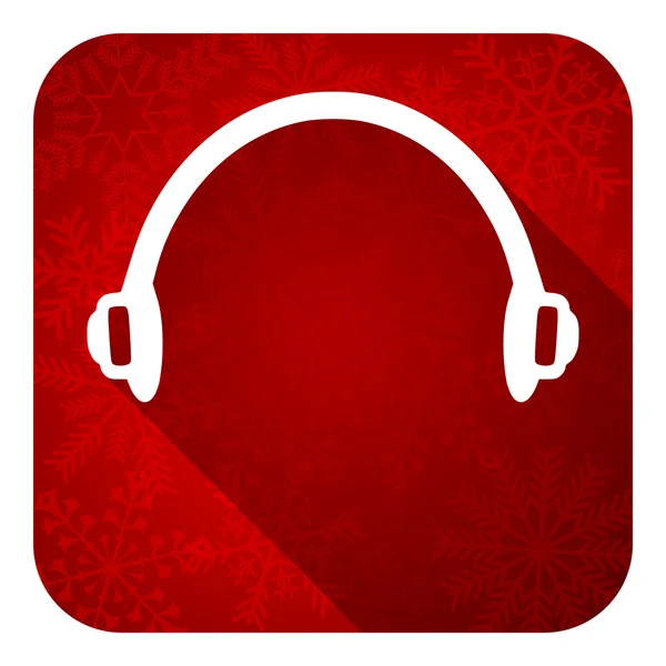 Headphones flat icon, christmas button — стоковое фото