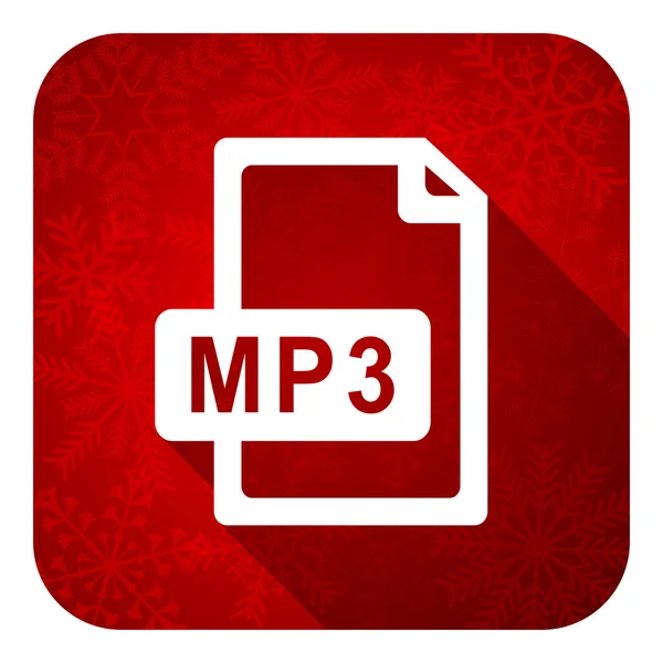 Mp3 கோப்பு பிளாட் ஐகான், கிறிஸ்துமஸ் பொத்தானை — ஸ்டாக் புகைப்படம்