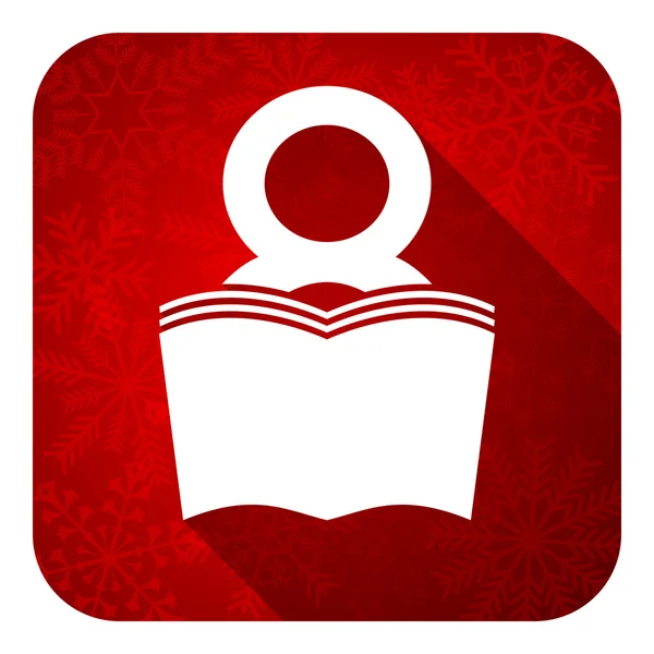 Икона книги, рождественская кнопка, вывеска читального зала, символ книжного магазина — стоковое фото
