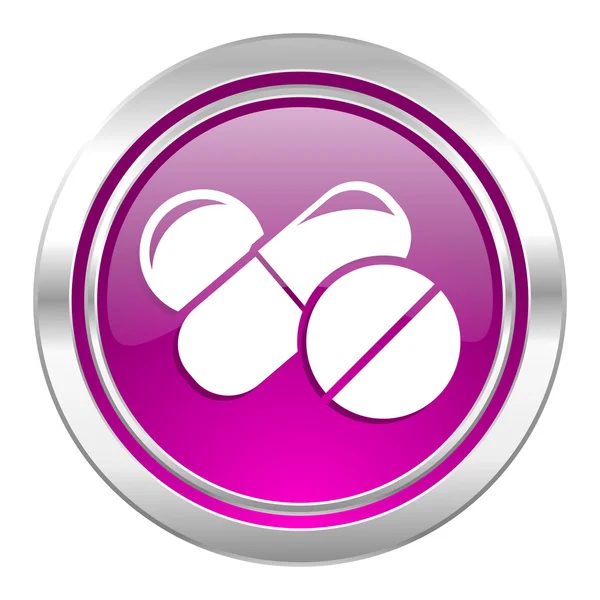 Medicine violet icon drugs symbol pills sign — Stock Photo, Image