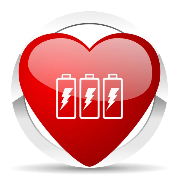 Battery valentine icon power sign — Stock Photo, Image