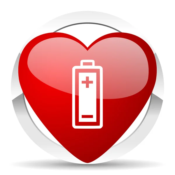 Battery valentine icon power sign — Stock Photo, Image