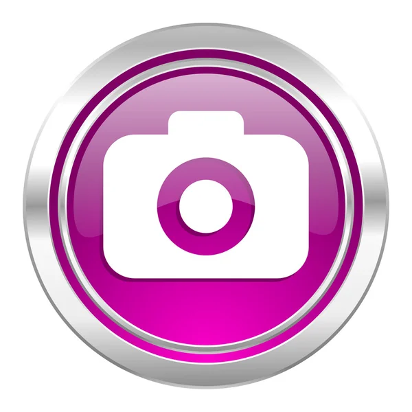 Фотография камеры фиолетовый иконка знак фотографии — стоковое фото