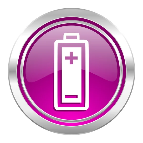 Battery violet icon power sign — Stock Photo, Image