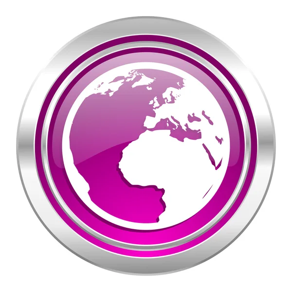 Earth violet icon world sign — Stock Photo, Image