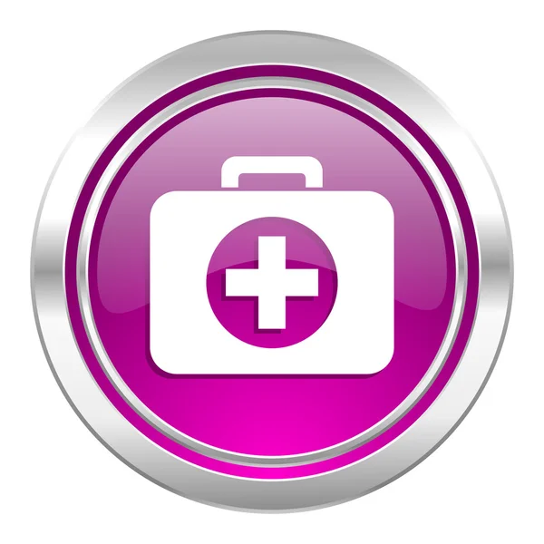 Фиолетовая икона больницы первой помощи — стоковое фото